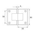 Beveled Corner 180 Degree Glass Hinge