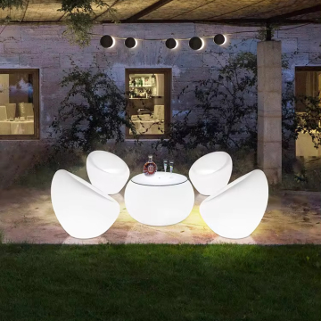 Modern Outdoor Bar Stool and Table Set with LED Lights for Parties and Events