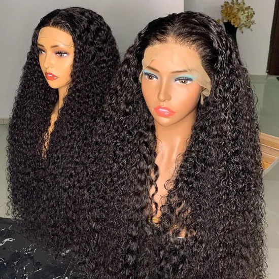 Wholesale Top Quality Indian Remy Human Hair Extension 180% Density Kinky Curly Pre Plucked 13x4 HD Lace Front Wig For Women