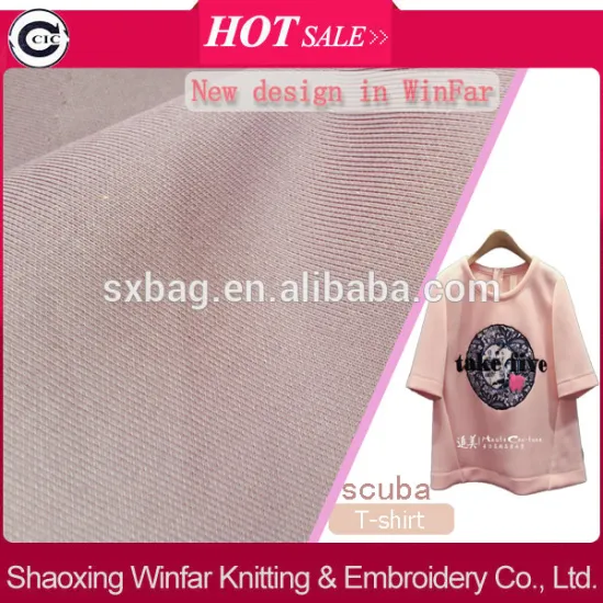 Hot selling Shaoxing Keqiao 100% polyester interlock scuba knitting fabric