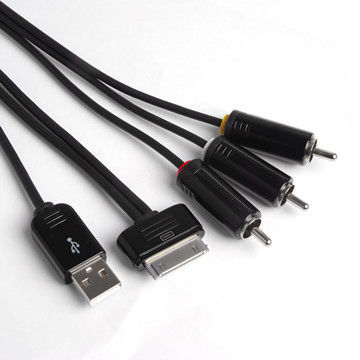 PDMI Connector to 3 RCA Plugs + USB A Plug Cables, Suitable for Samsung Galaxy Tab P1000