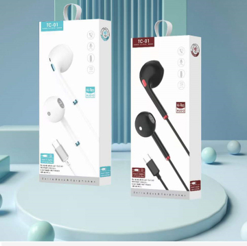 YN Factory Low Price Wholesale Type-C Earphones Wired 1m Half-In-Ear Earbuds for iOS