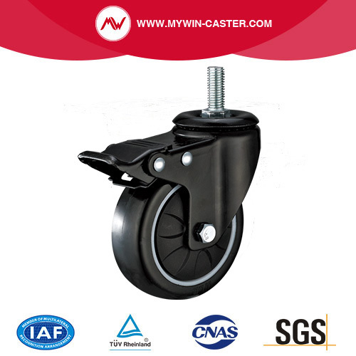American Medium-light Duty Thread Stem Total Lock PU Castor Wheel