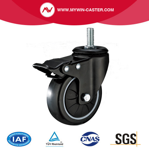 American Medium Light Duty Thread Total Lock Pu Castor Wheel