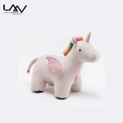 Hot Sales Fashionable Pink Kid Unicorn Horse Stool Ottoman for Living Room & Kids Furniture