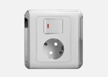 Germany Italy Type16a 250v 1 Gang Switched Light Switch Socket Pc Abs Wall Sockets Hyg-016