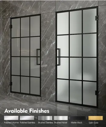 Black Framed Tempered Glass Shower Door Hinge Partition Solution