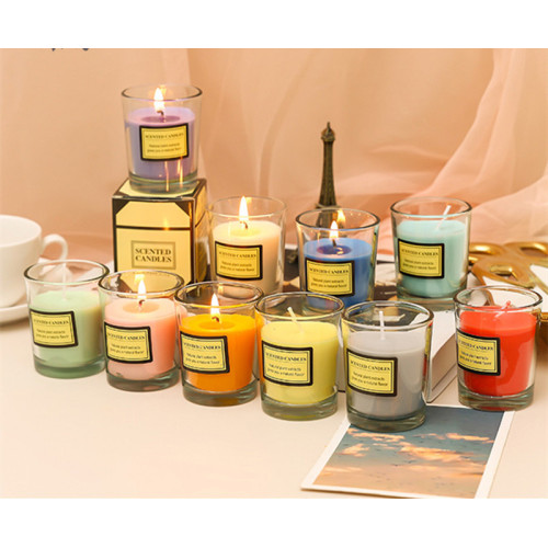 White Glass Scented Candles with pure wax candle