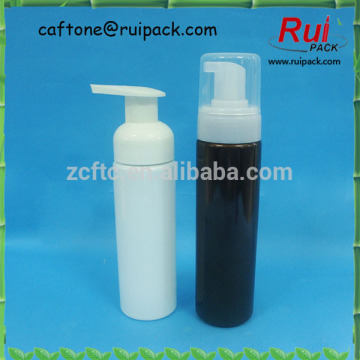 Plastic foam pump bottle, PET 200ml foam soap bottle, cosmetic foam bottle with pump