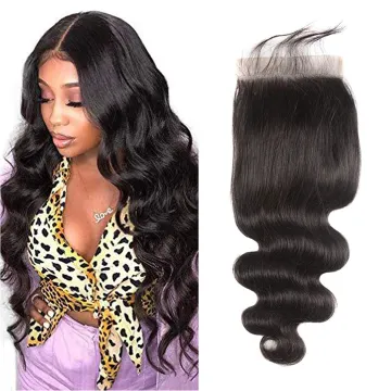 Unprocessed 100% Human Hair Closure Body Wave for Women Human Hair Closure Pre Plucked with Baby Hair Body Wave 6X6 Closure
