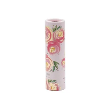 Paper Lip Balm Tube With Pink Flower Pattern