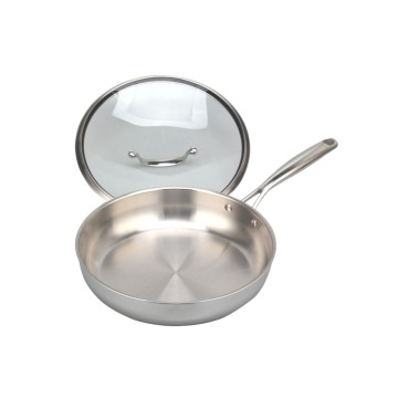 Eco-Friendly stainless steel frying pan with glass lid
