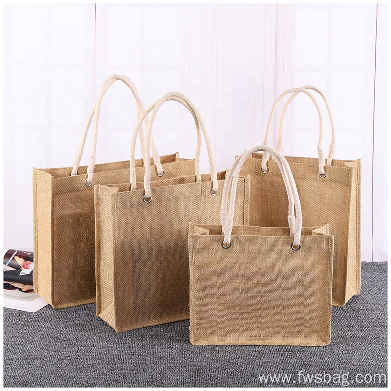 Groceries Delivery Burlap Flax Natural Jute Shopping Bag