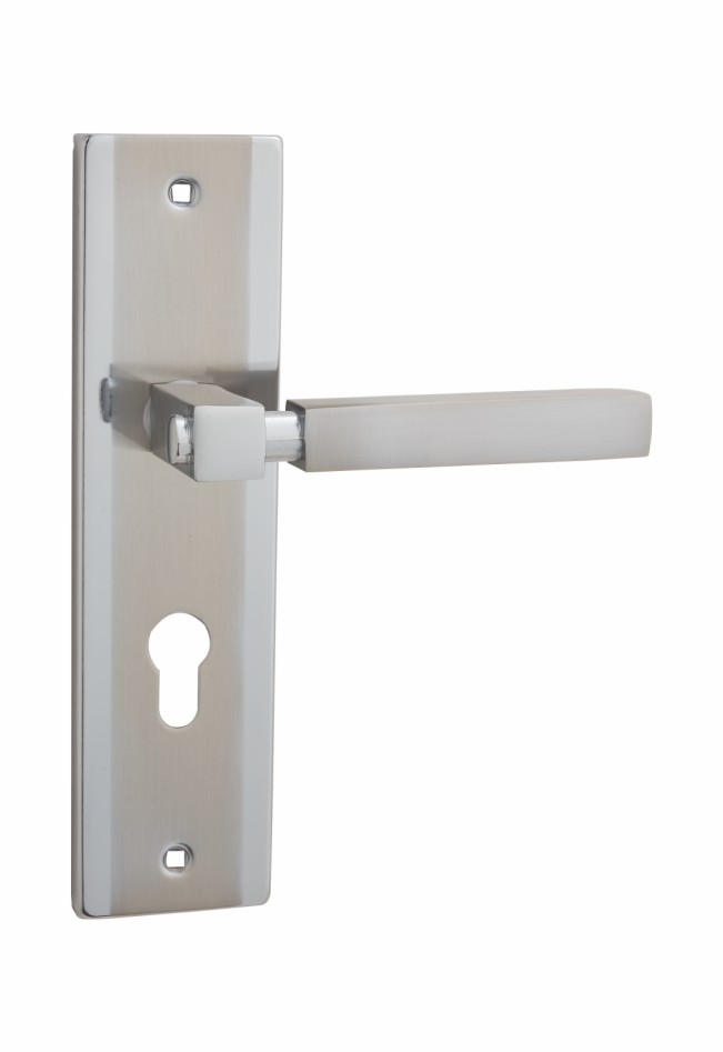 Chrome lever door handle with short plate