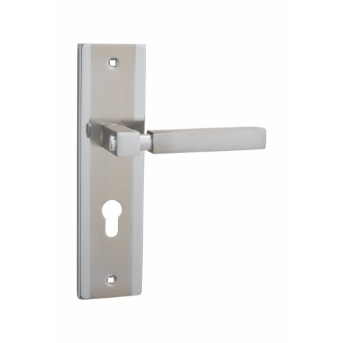 Chrome lever door handle with short plate