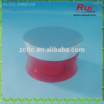 15/30/50g red oval acrylic jars with silver cap, empty cosmetic acrylic container
