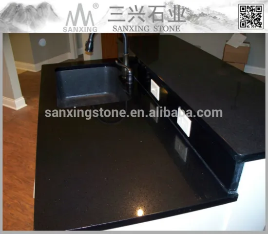 black sparkle quartz stone kitchen countertop discount