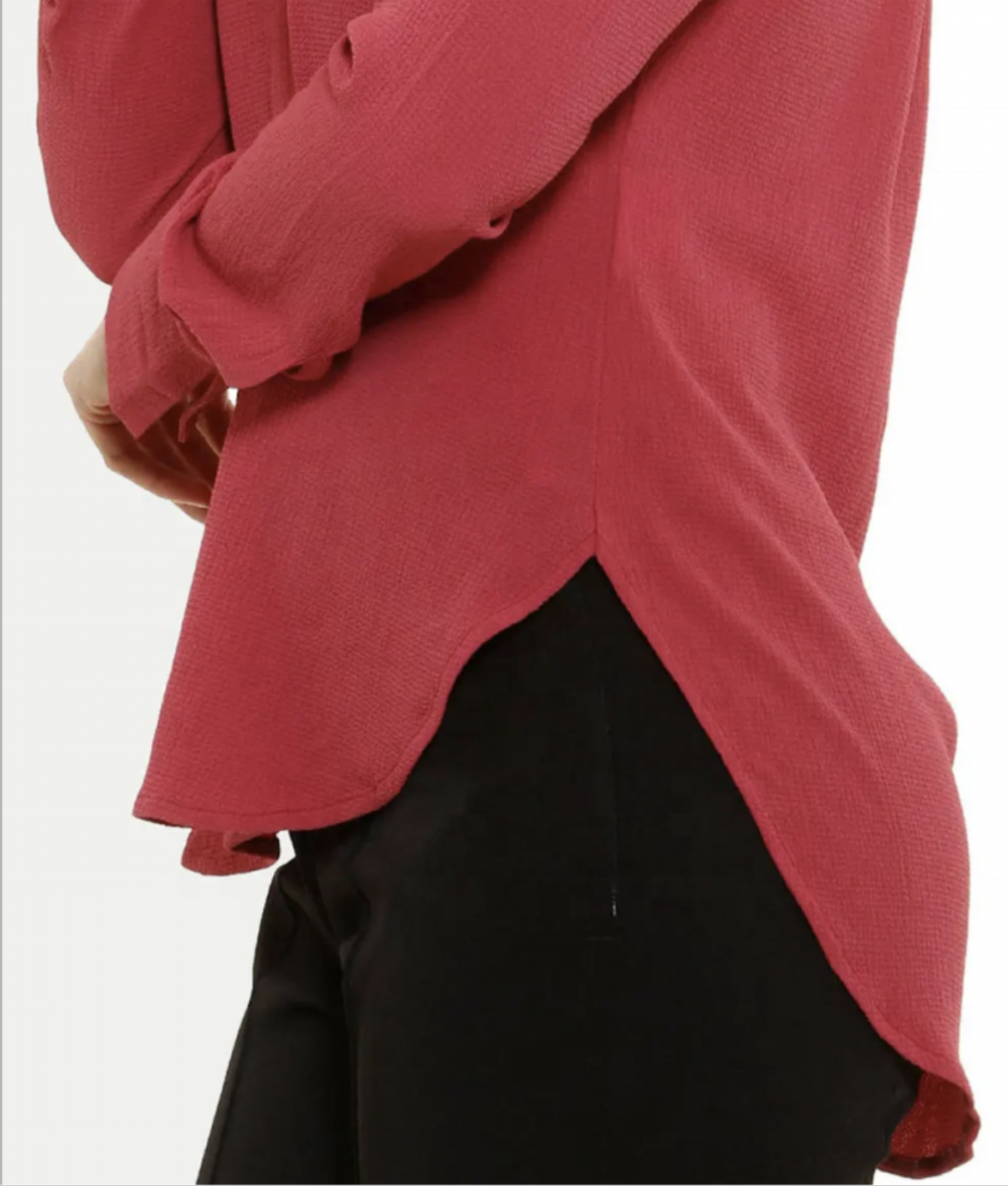 Women's Red Loose Long Sleeve Shirts