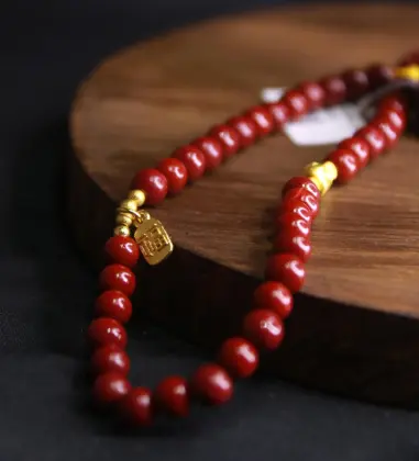 Artisan Red Cinnabar iPhone Beaded Chain