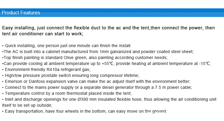 Tent Air Conditioner Features