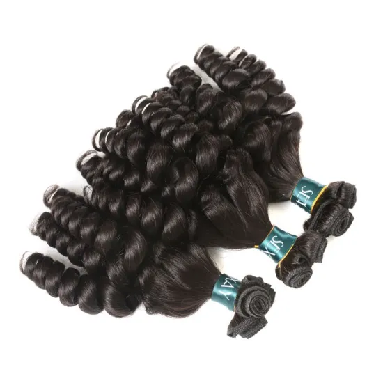 Excellent Quality Malaysian Super Bouncy Funmi Hair Unprocessed Virgin Hair Vendor Double Drawn Funmi Wave Human Hair Bundles
