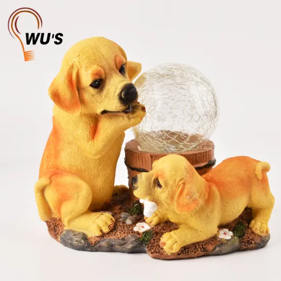 Lowest price high quality super cute dog decorative resin light garden solar resin animal shape light