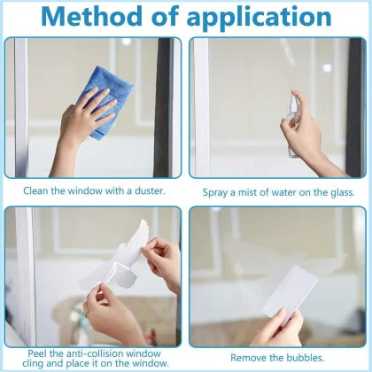 Anti-Collision White Hummingbird Window Sticker - Warning Bird Static Glass Sticker
