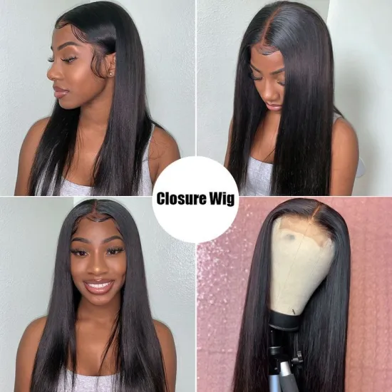 130% 150% 180% Wholesale 4x4 Lace Closure Wig Vendors,100% Cuticle Aligned Wig 4x4 Closure Natural Straight Human Hair Wigs