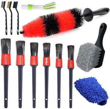 13 Pcs Car Wheel Brush Set - 17inch Long Soft Wheel Brushes & 6 Car Detail Brushes for Wheel Cleaning