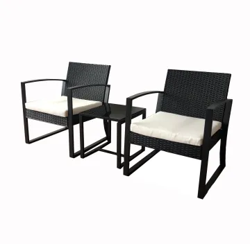 3 Piece Bistro Set Outdoor Wicker Rattan Patio Garden Furniture Sofa Chair