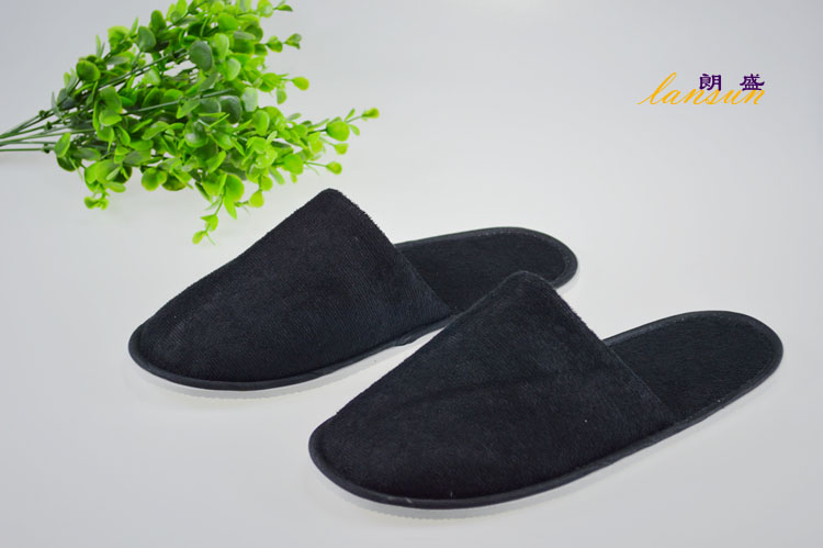 Black Terry Slipper Cheap Hotel Spa Slipper