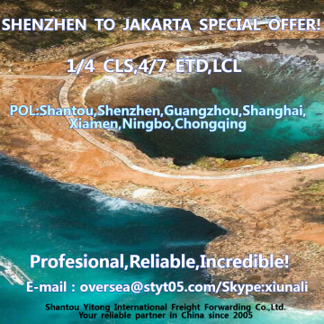 Envío de consolidación de LCL de Shenzhen a Yakarta