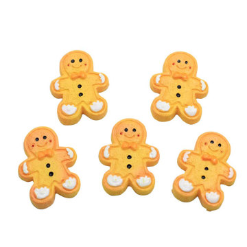 Simulación de Navidad Gingerbread Man Galletas Decoración de resina Craft Flatback Kawaii Cabochon Scrapbooking para decoración del teléfono