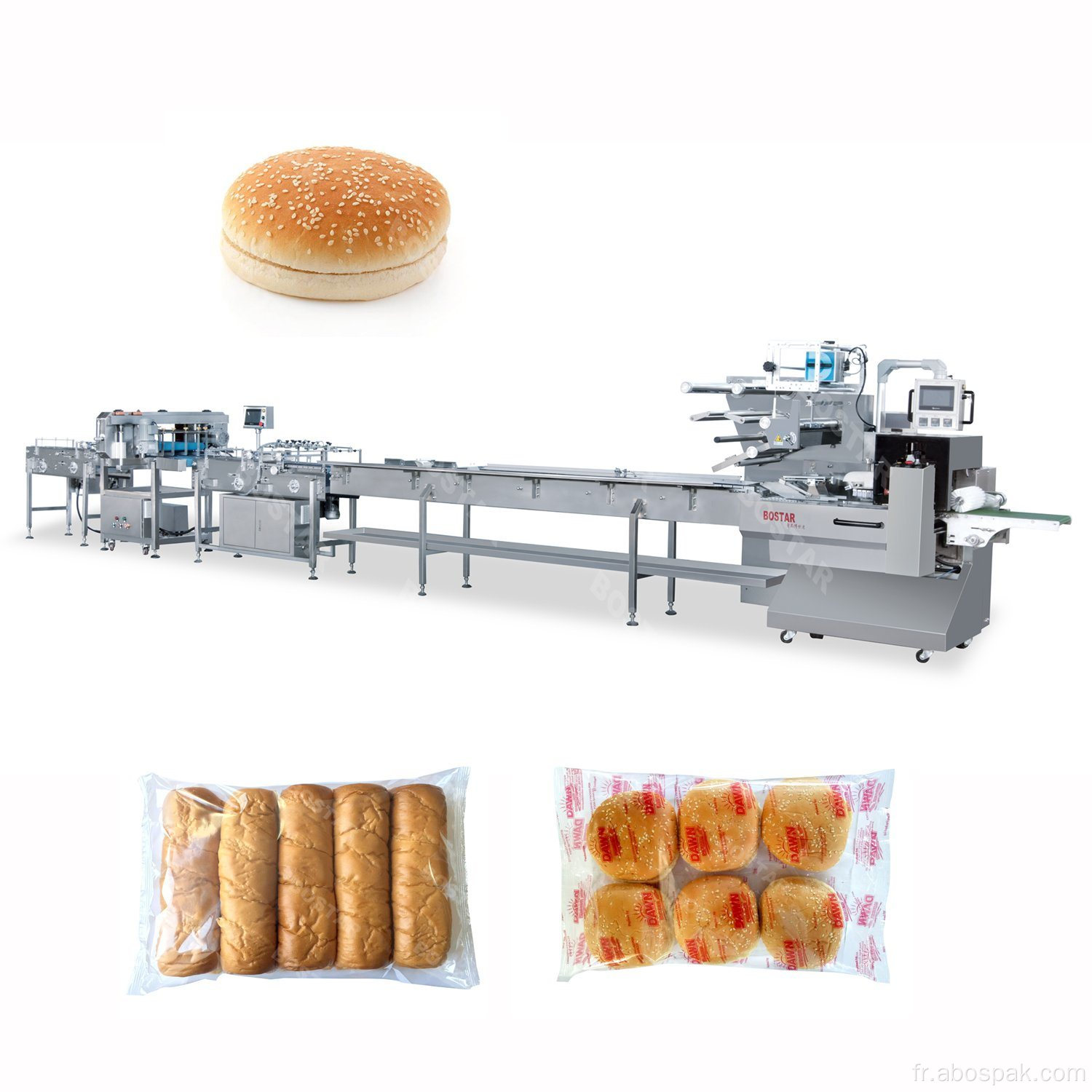 Équipement automatisé d&#39;emballage d&#39;oreillers de petits pains de boulangerie