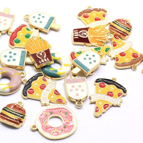 Alloy Zinc Donut Pizza Charm Enamel Food Popsicle Decor for Girls Κοσμήματα Κρεμαστά Σκουλαρίκια Διακοσμητικά Αξεσουάρ