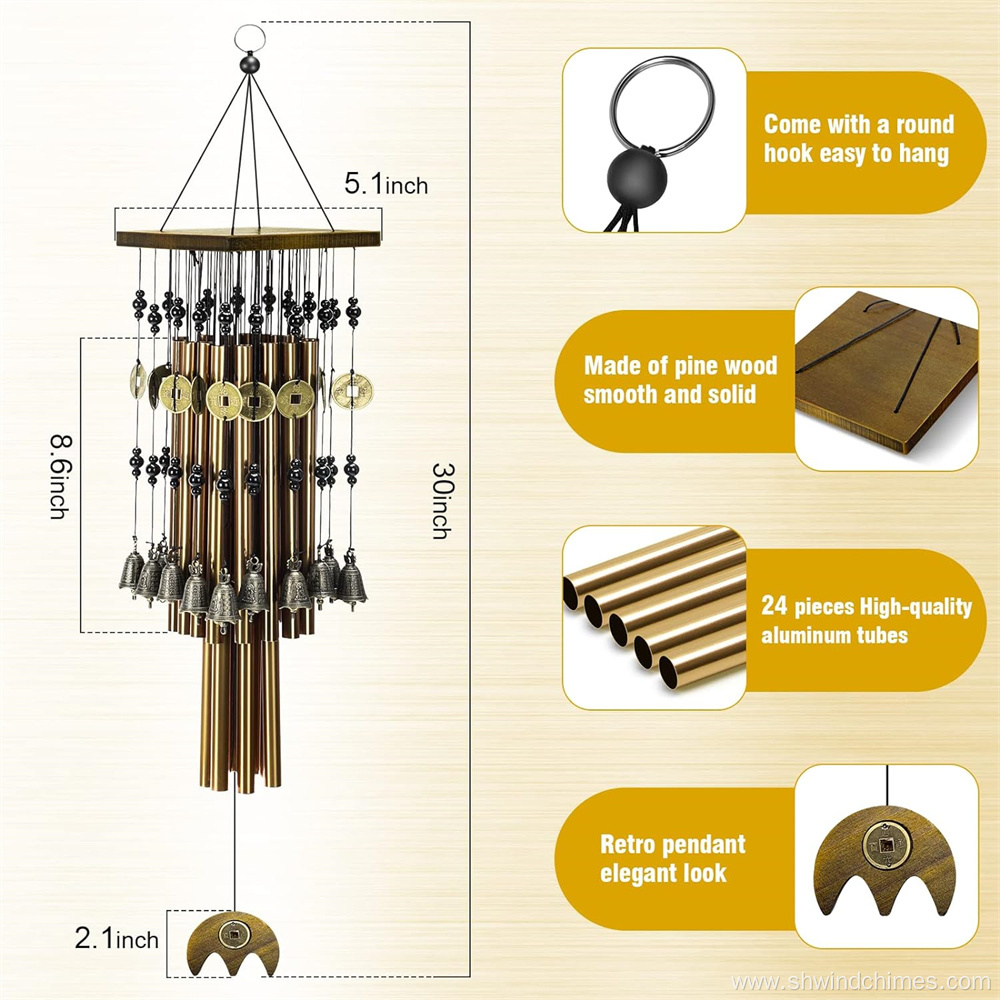 Large Outdoor Copper Wind Chimes for Garden Decoration