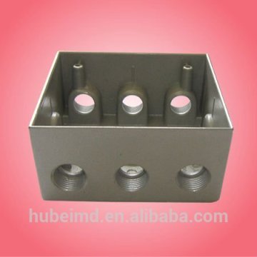 2 gang weatherproof junction box,7 holes,3/4 In,Gray