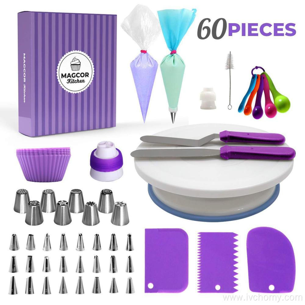 Cake Decor Decorating Supplies Tool Kit with Turntable