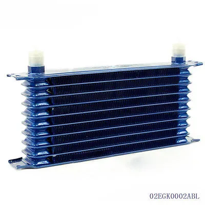 10 Row AN-10AN Universal Engine Transmission Oil Cooler Blue