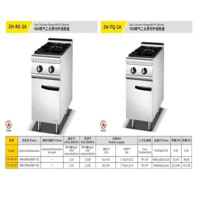 Customized Kitchen Equipment Stainless Steel 2 Burners Stove with Cabinet
