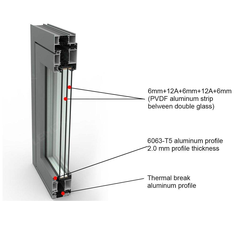 Premium quality aluminum storefront door profiles