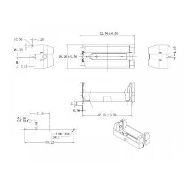 Pemegang bateri BBC-S-Si-A-2-3A-A untuk 2-3A