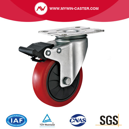 American Medium Duty Plate Swivel with Brake PP Core PU Caster Wheel