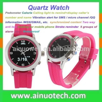 IP67 water resistant watch LED long standby bluetooth vibration smart wrist watch slim stone quartz watch