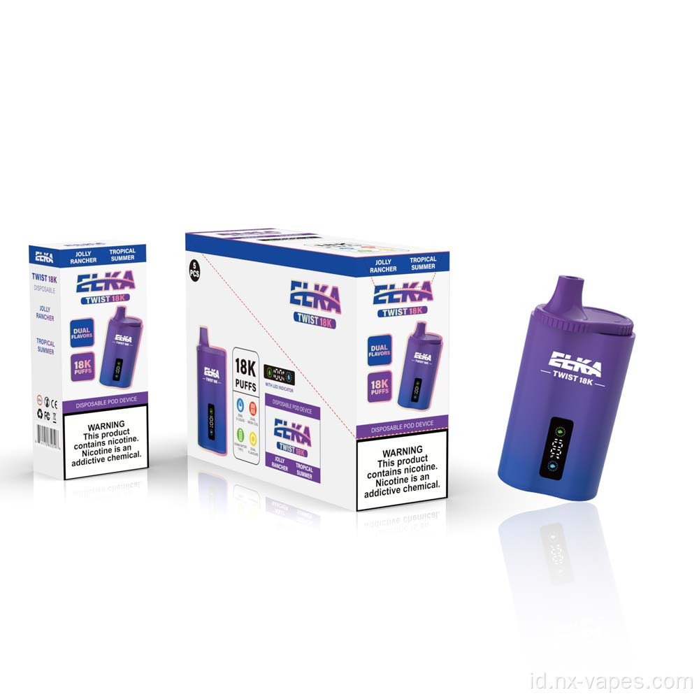 Luckee elka twist 18000 puff volesal vape sekali pakai