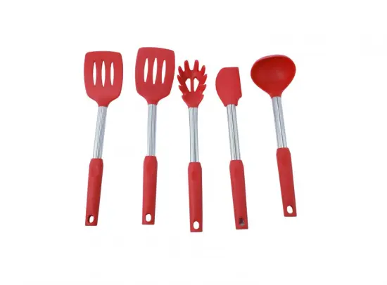 4pcs Red Silicone Metal Kitchen Utensil for Cooking