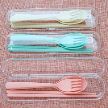YUZMEI Plastic Tableware Packing Chopstick spoon fork Set Travel Dinnerware Kit camping cutlery set