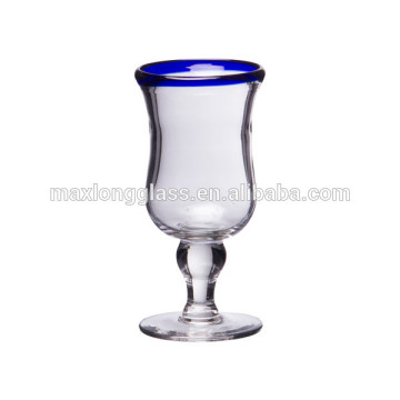 Rustic Wine glass and blue rim,280ml.