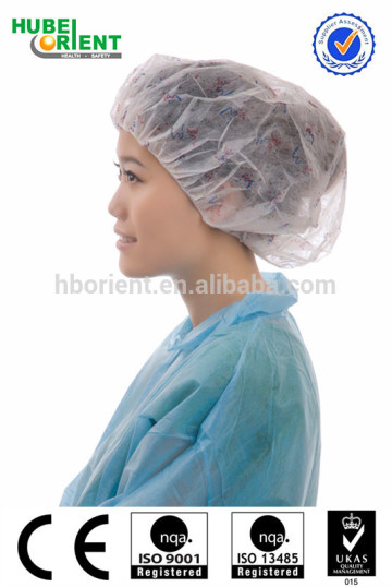 Disposable printed bouffant surgical cap