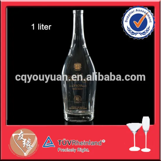1000ml volume super flint glass brandy cognac bottle
